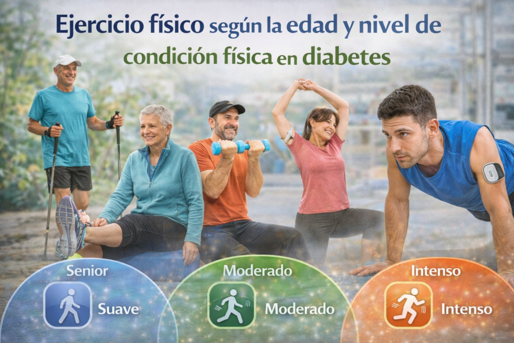 Ejercicio físico según la edad y nivel de condición física en diabetes